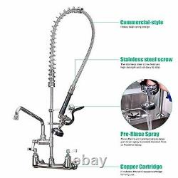 IMLEZON Commercial Sink Faucet with Pull Down Sprayer 8 Center Wall Mount 35 H