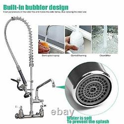IMLEZON Commercial Sink Faucet with Pull Down Sprayer 8 Center Wall Mount 35 H