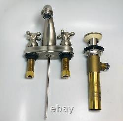Jaclo 6460-C-SN 4 Center Lavatory Faucet with Cross Handle & Brass Pop-Up Drain