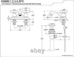 KB605PX Restoration 4-Inch Center Lavatory Faucet Porcelain Cross Handle Oil