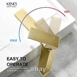 KENES Brushed Gold Tall Bathroom Faucet, Single Handle Bathroom Vessel Sink Fauc
