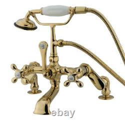 KINGSTON BRASS CC657T2 Deck-Mount Clawfoot Tub Faucet, Polished Brass, Deck
