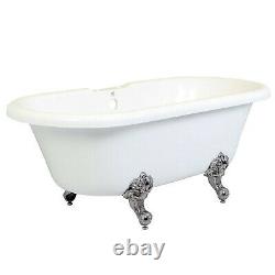 KINGSTON BRASS VT7DS672924H8 67-Inch Acrylic Claw Foot Double Ended Tub with