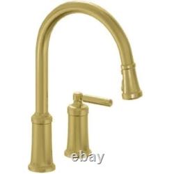 Kallista Quincy Unlacquered Brass 1.8 GPM Single Hole Pull Down Kitchen Faucet P