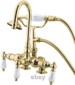 Kingston Brass CC17T2 Vintage Clawfoot Tub Faucet, 3-3/8 Center, Polished Brass