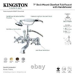 Kingston Brass CC209T2 Vintage 7-Inch Deck Mount Clawfoot Tub Faucet with Han