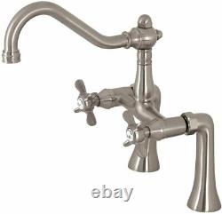 Kingston Brass Essex 7-Inch Center Deck Clawfoot Tub Faucet, Brushed Nickel New