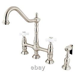 Kingston Brass Heritage 8 Center Kitchen Faucet With Side Sprayer