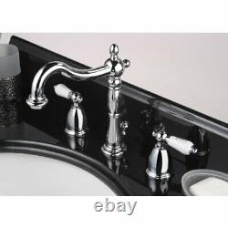 Kingston Brass KB1971PL Heritage Widespread Lavatory Faucet with Porcelain Le