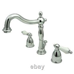 Kingston Brass KB1971PL Heritage Widespread Lavatory Faucet with Porcelain Lever