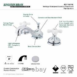 Kingston Brass KS1161PX Heritage Widespread Lavatory Faucet with Porcelain Cr