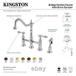 Kingston Brass KS1271TALBS Tudor 8 Inch Center Kitchen Faucet With Brass Spra