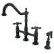 Kingston Brass Ks1275axbs 8 In. Center Kitchen Faucet With Side Sprayer