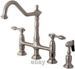 Kingston Brass KS1278TALBS Tudor 8 Inch Center Kitchen Faucet With Brass Brushed