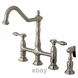 Kingston Brass KS1278TALBS Tudor 8 Inch Center Kitchen Faucet With Brass Spra