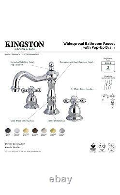Kingston Brass KS1971AX Widespread Bathroom Faucet Cross Handle Polished Chrome