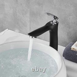 Leekayer Bathroom Vessel Sink Faucet Tall Body Black Painting Single Handle Chro