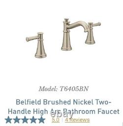 MOEN T6405BN Belfield Brushed Nickel Two-Handle High Arc Bathroom Faucet