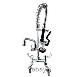 MS 4-8 Center Deck Mount Pre Rinse Kitchen Faucet with Spray Valve Add on Spout