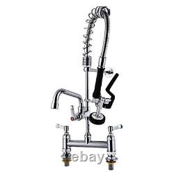 MaxSen Commercial Sink Faucet with Sprayer 8 Inch Center Deck Mount Pre Rinse