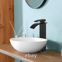 Midanya Tall Waterfall Bathroom Bowl Vessl Sink Faucet Matte Black Single Handle