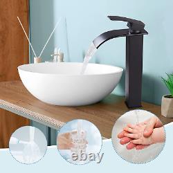 Midanya Tall Waterfall Bathroom Bowl Vessl Sink Faucet Matte Black Single Handle