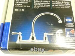 Moen 2-handled kitchen faucet with sprayer 8 center Model 87400 Polished chrome