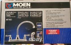 Moen 2-handled kitchen faucet with sprayer 8 center Model 87400 Polished chrome
