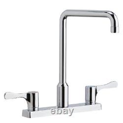 New Commercial Elkay LKD2442BHC 8 Center Exposed Deck Mount Faucet with Arc Spout