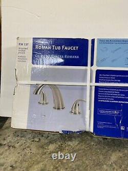 New Glacier Bay Roman 2 Handle Tub Faucet Brushed Nickle 816-117 8 Center