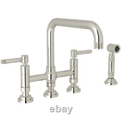 Rohl A3358ILWSPN-2 Campo 1.5 GPM Widespread Bridge Kitchen Faucet Side Spray