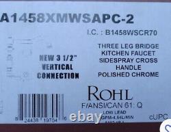 Rohl Acqui A1458XMWSAPC-2 Kitchen Widespread Bridge Faucet Side Spray Chrome New