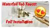 Roman Waterfall Tub Faucet Install Taplong Widespread Deck Mount Brushed Gold 3 Hole W Sprayer