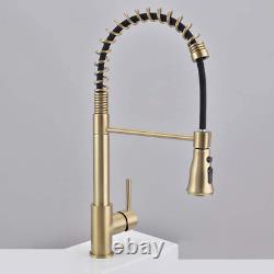 SHAMANDA Brass Kitchen Faucet High Arc Spring Kitchen Sink Faucet with Sprayer S