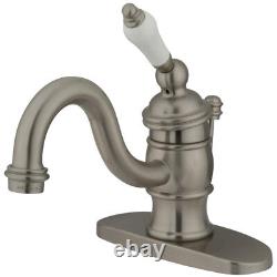 Satin Nickel Kingston Brass KB3408PL Single Bath Faucet 4 Center Porcelain