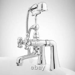 Signature Hardware Barlow Deck Mount Faucet, Hand Shower, Cross Handles, Chrome