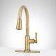 Signature Hardware Greyfield Single-hole Pull-down Kitchen Faucet Aged Brass