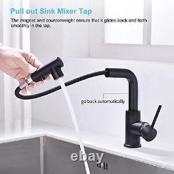Sink Faucet, Black Kitchen Faucets with Pull Down Sprayer, Bathroom Sink