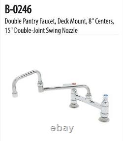 T&S B-0246 Double Pantry Faucet, Deck Mount, 8 Centers, 15 Double-Joint Swing