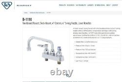 T&S B-1110 Deck Mount Low-Arc Faucet 4 Center, 6 Swing, New, Sealed Package