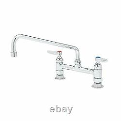 T&S Brass B-0221 Double Pantry Faucet Deck Mount 8 Centers 12 Swing Nozzle