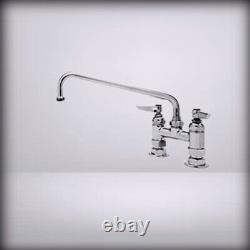 T&S Brass! B-0225 Double Pantry Faucet, Deck Mount, 4´´ Centers, 12´´ Swing Noz