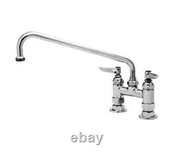 T&S Brass B-0225 Double Pantry Faucet Deck Mount 4 Centers 12 Swing Nozzle
