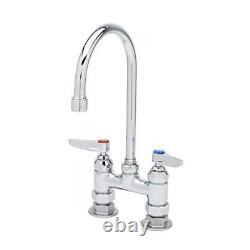 T&S Brass B-0325 Deck Mount Double Pantry Faucet 4-In Centers Swivel Gooseneck