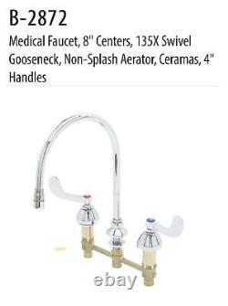 T&S Brass B-0892 Medical Faucet, 8 Centers, 135X Swivel Gooseneck Non-splash