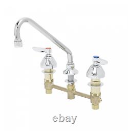 T&S Brass B-2855 Lav Faucet, 8 Centers, Lever Handles, 9 Swing Nozzle (Chrome)