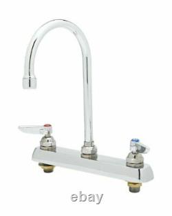 T&S Brass TB1139 Deck Mount Workboard Faucet with 8-Inch Centers, Swivel Goosene