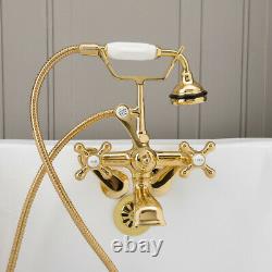 Tub Faucet Signature Hardware 3-Handle Claw Foot Centers 7 Gold BRASS $389 NEW