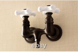 Two-Handle 2-Hole Tub Wall Mount Clawfoot Tub Faucet, Oil Rubbed AE39T5