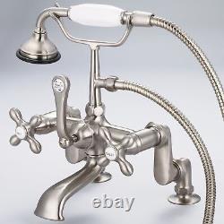 Vintage Classic Adjustable Center Deck Mount Tub Faucet With Handheld Shower